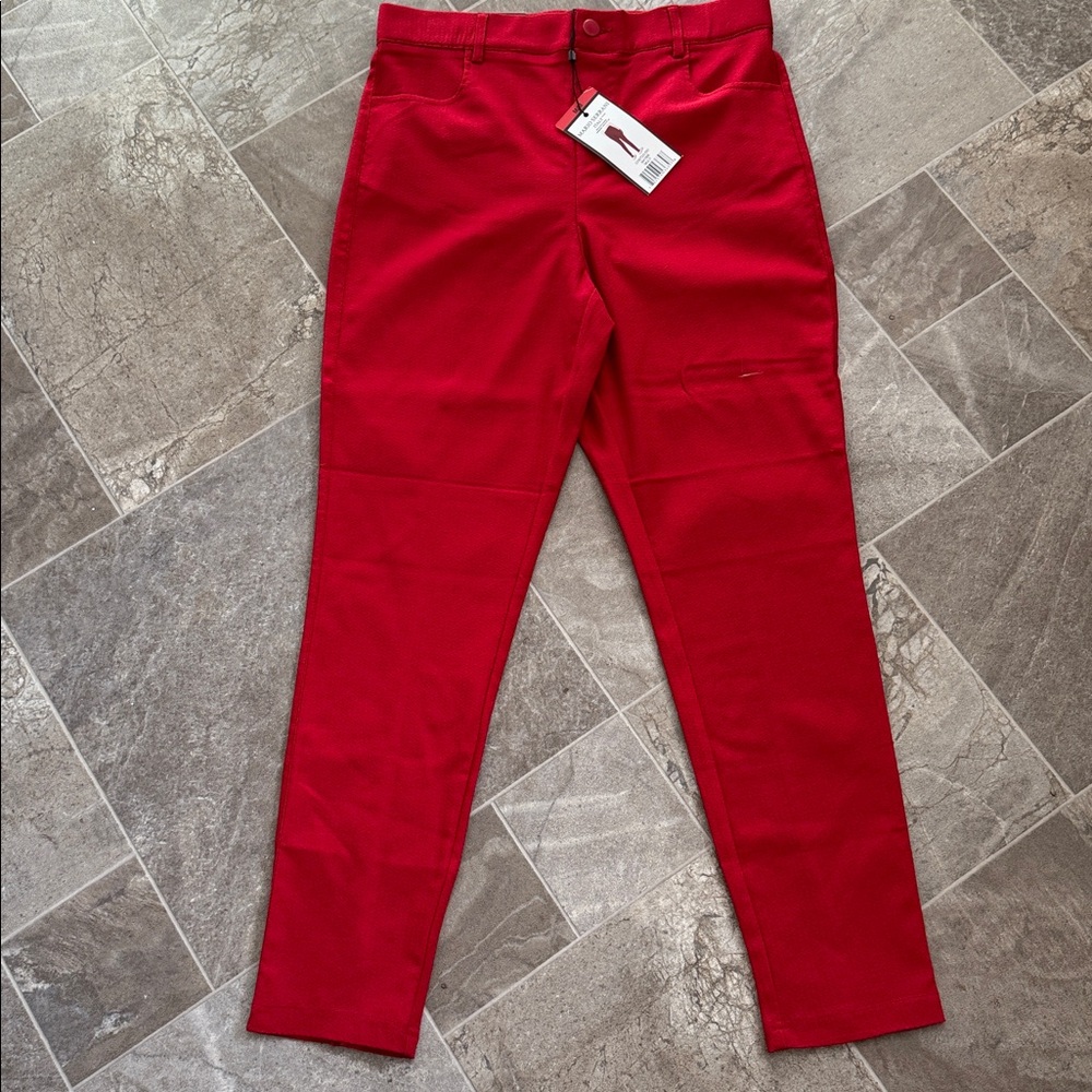 Mario Serrani red Textured patterned Pants business/casual/dress pants M NWT